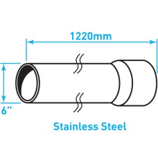 Air Intake Stainless Steel Tube, Straight, Expanded End - 6" x 48"